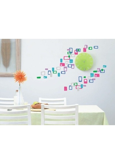 Sıa Duvar Süsü Sticker Renkli Kareli Pvc