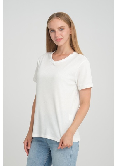 Alexandergardı Fitilli V Yaka Comfort Fit T-shirt E24-74602 001