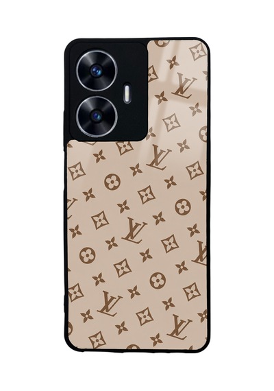 Realme C55 Koyu Krem Lv Tasarımlı Glossy Telefon Kılıfı