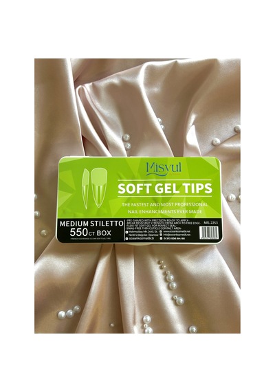 Misyul Premium Soft Gel Tips Yeni Nesil Medium Stiletto Protez Tırnak Seti 550 Adet