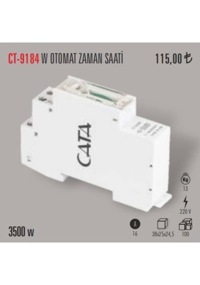 Cata Ct-9184 W Otomat Sigorta Tipi Zaman Saati 3500 W