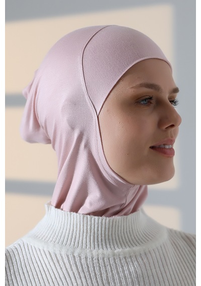Pratik Boyunluklu Geçmeli Büyük Tesettür Bone - Pembe Pembe