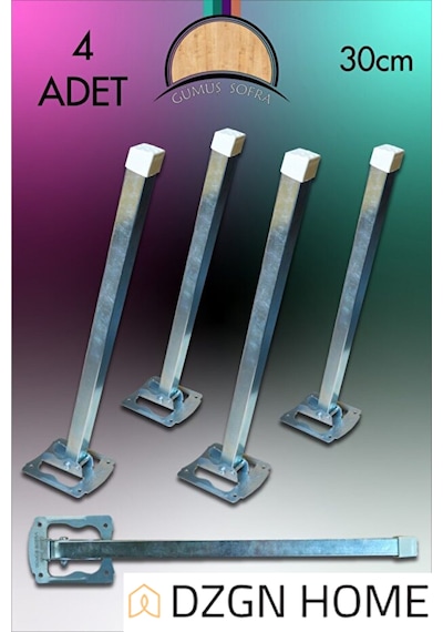 Metal Katlanır Yer Sofrası Ayağı - Metal 4'lü Takım Sofra Ayağı 30 Cm Ayna Krom