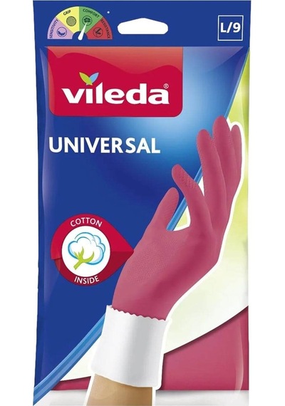 Vileda Standart Universal Doğal Lateks L Beden Kırmızı Eldiven