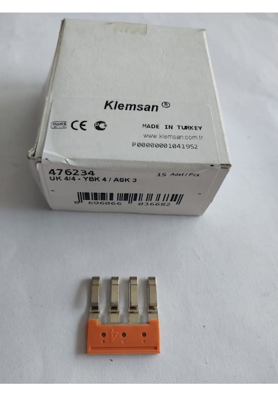 Klemsan 4mm2 pratik yay baskılı ray klemens için 4'LÜ üst köprü.