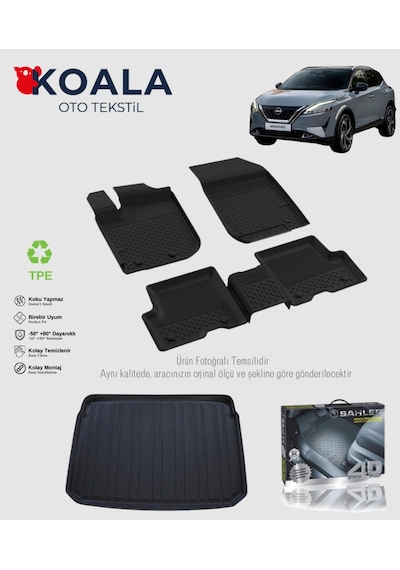 Nissan Qashqai E-power Alt Bagaj 2022 Ve Sonrası Uyumlu Sahler Paspas + Bagaj Havuz Seti