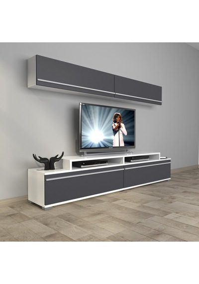 Decoraktiv Ekoflex 5 Mdf Tv Ünitesi Tv Sehpası Beyaz - Antrasit