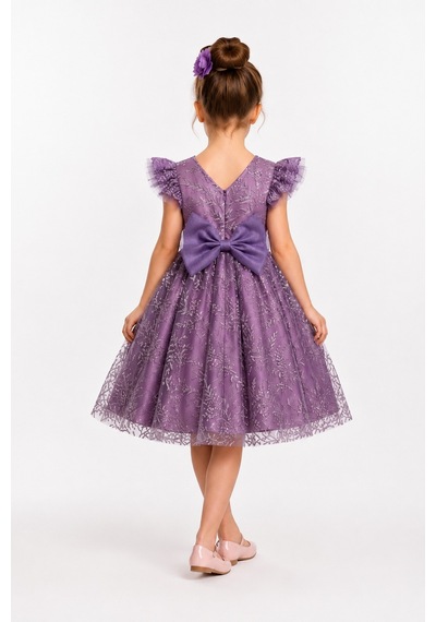 Mnk Baby & Kids Floare Kız Çocuk Abiye Elbise M00850 Mor