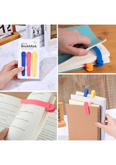 3 Lü Otomatik Kitap Ayıracı Akıllı Silikon Yer İmi Klips Seti, Okuma Severler İçin Pratik Kitap Ak