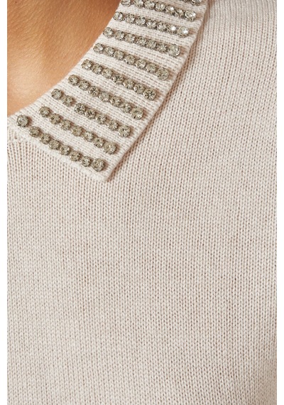 Pinko Ventotene Embellished Sweater Lüks,taş Detaylı Gümüş Renk Triko