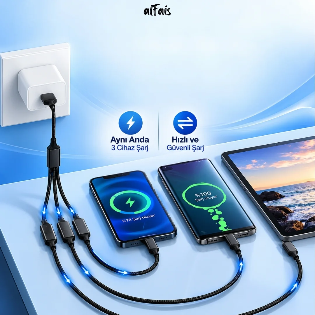 Type C To Usb Çoklayıcı 3 Port Hub Adaptör 3.0 Çoğaltıcı Çevirici Kablo 25 Cm