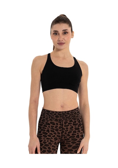 Inguz Çift Askılı Sırtı Çapraz Yoga Büstiyer Siyah