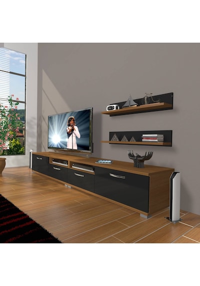 Decoraktiv Eko 220r Mdf Tv Ünitesi Tv Sehpası Ceviz - Siyah