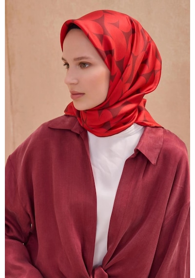 Belli İpek Eşarp - 4117-34 Kırmızı Twill