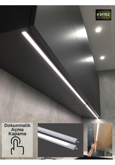 Dekoratif Mutfak Tezgah Üstü Led Lineer Aydınlatma - Dokunmatik On - Off Tuşlu 3000k Gün Işığı
