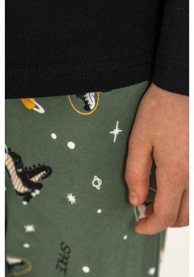 Rolypoly Erkek Çocuk Space Explorer Siyah Uzun Kol Pijama Takım Rp3862-c-v2 Rp3862-c-v2