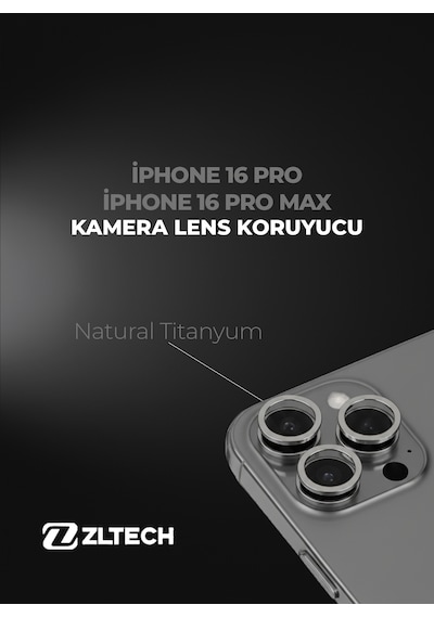 İphone 16pro/16promax Uyumlu Kamera Lens Koruyucu Natürel Titanyum