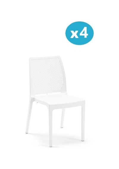 Omnipazar Sy-2509 Plastik İcon Bahçe Koltuk Sandalye 4'lü Set Beyaz
