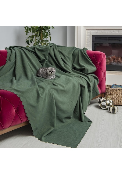 Kaymaz Koltuk Örtüsü Çift Taraflı Mikrofiber Şönil 175x350 Cm Xl- Yeşil Kedi Köpek Ve Çocuk Dostu Yeşil