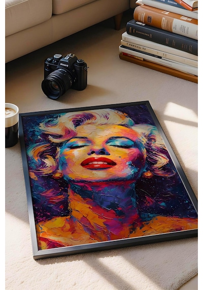 Marilyn Monroe Pop Art Yağlı Boya Çerçeveli Tablo - Pop Art Poster Tablo