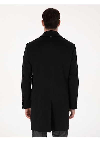 Cacharel Siyah Slim Fit %100 Kaşmir Palto
