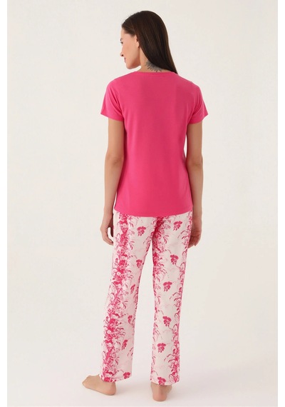 Pierre Cardin 8829 Kısa Kol Kadın Pijama Takımı Açık Fuşya