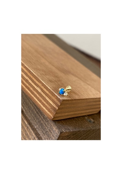 925 Ayar Gümüş Opal Ve Zirkon Taşlı Dudak Helix Tragus Kıkırdak Piercingi Gümüş Piercing Altın