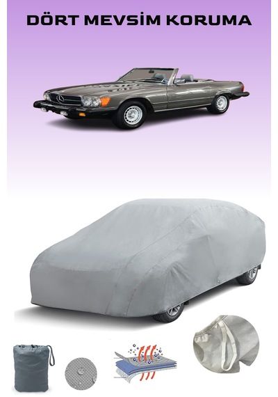 Gri Mercedes Sl R107 1971 - 1989 Araba Brandası, Oto Örtüsü, Araba Çadırı Gri
