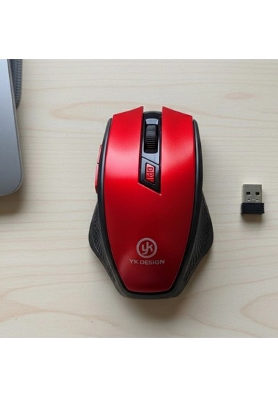 Durukar Kırmızı Renkli Baş Parmak Destekli Ergonomik Sessiz Kablosuz Mouse Usb Alıcılı, Ofis Ve O