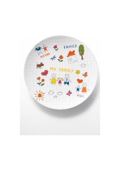 Grandora My Family Temalı 6 Adet, 20 Cm Sevimli Çocuk Tabağı, Renkli Çocuk Desenli Tatlı Veya Pasta Tabağı Çok Renkli