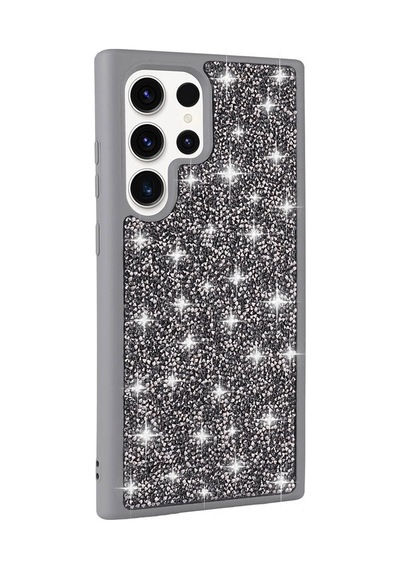 Zore Galaxy S23 Ultra Uyumlu Parlak Taşlı Tasarım Pırlanta Ogaa Kılıf-siyah