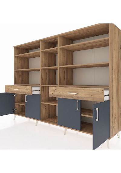 Hyperion Dolap 12 Raflı 2 Çekmeceli 4 Kapaklı 220x44x163 Çam-antr Çam-antrasit/çam Hyperion Dolap 12 Raflı 2 Çekmeceli 4 Kapaklı 220x44x163 Çam-antr Çam-antrasit/çam