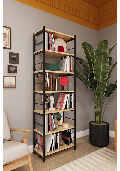 Asra Trend Safir Meşe Metalk01 6 Raflı Metal Kitaplık 55 Cm Endüstriyel Modern Dekoratif Raf Ünitesi%100 Mdflam Kit Diğer Asra Trend Safir Meşe Metalk01 6 Raflı Metal Kitaplık 55 Cm Endüstriyel Modern Dekoratif Raf Ünitesi%100 Mdflam Kit Diğer