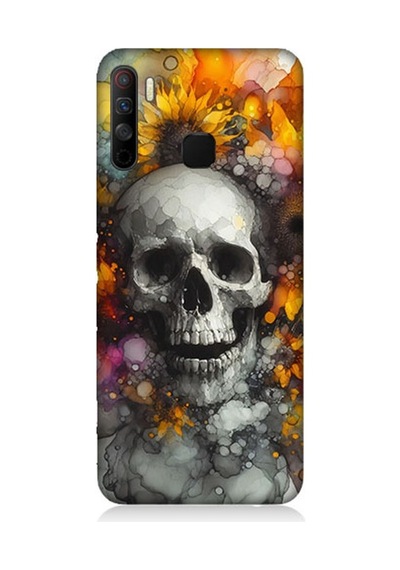 İnfinix 5s Lite Uyumlu Alevli Kurukafa Patlaması Desenli Silikon Kılıf Çok Renkli