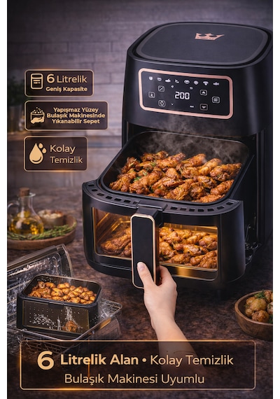Hiking HAF-508 Airfryer 6 LT Yağsız Fritöz