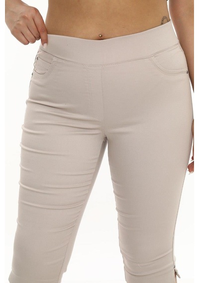 Petunya Butik Yüksek Bel Toparlayıcı Kadın Pantolon Bej