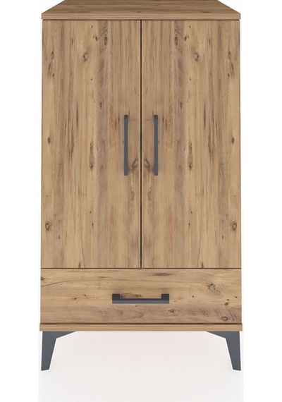 Hyperion Komodin 3 Raflı Tek Çekmeceli 2 Kapaklı 60x44x106 Ça... Çam