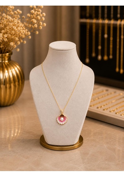 Pembe Beyaz İstiridye Altın Kolye