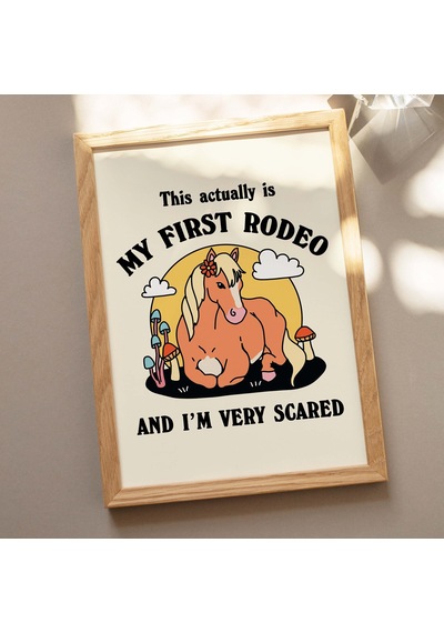 Kovboy Atı Söz Baskısı, İlk Rodeo Sözü Posteri, Retro Mantar Posterleri