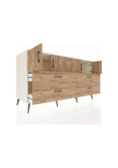Kronos Konsol 2 Raflı 4 Çekmeceli 4 Kapaklı 176x59x99 Aytaşı-çam Aytaşı-çam