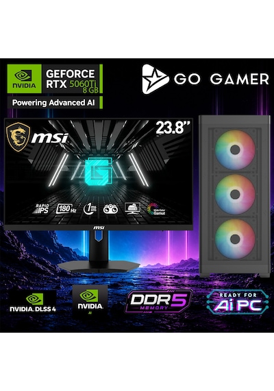 Go Gamer AE136D R5-7500F 32 GB 1 TB SSD RTX5060Ti 8 GB 24" Free Dos Oem Paket Masaüstü Oyuncu Bilgisayarı