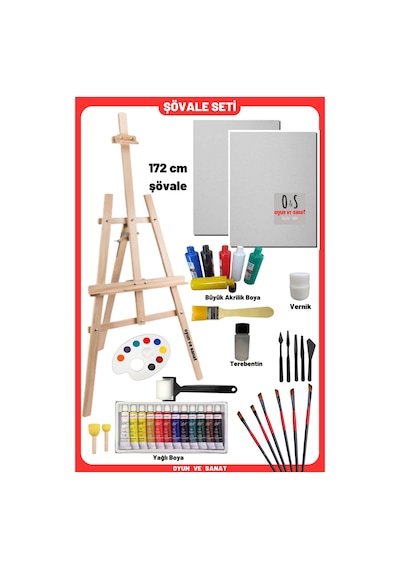 Lüks Resim Başlangıç Seti 3-şövale Şövalye , Tuval Tual Seti , Ressam Akrilik Yağlı Boya Seti