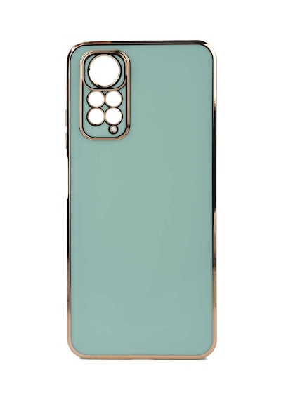 Noktaks - Redmi Note 11s Global Uyumlu Kılıf Kenarları Parlak Altın Renkli Silikon Bark Kapak - Açık Yeşil - T23058