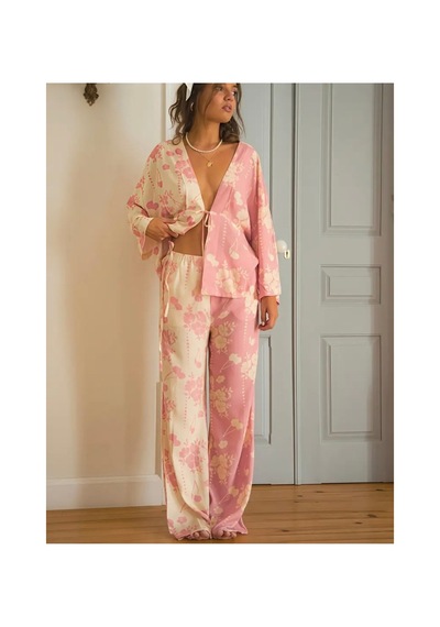 Lilly Rosalie Bloom Çift Renkli Pijama Takımı Pembe Pembe