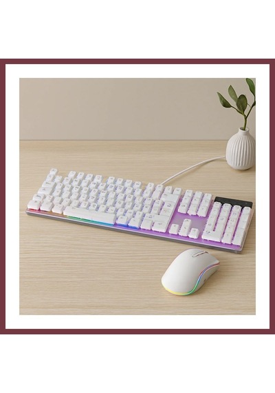 Storeşahin Usb Kablolu Oyuncu Klavye Ve Mouse Seti - Beyaz Rgb Shn0720