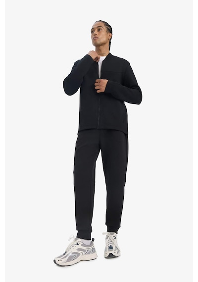 DeFactoFit Slim Fit Dar Kesim Kolej Yaka Skuba Dalgıç Kumaş Bomber Hırka F0877AX25SPBK81