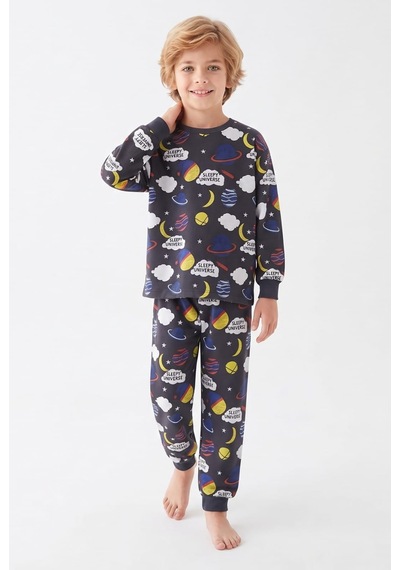 Bunny Hopp %100 Pamuk Süprem Erkek Çocuk Pijama Takımı Füme Uzay Gezegen Desenli Uyku Seti Penye Bunny Hopp %100 Pamuk Süprem Erkek Çocuk Pijama Takımı Füme Uzay Gezegen Desenli Uyku Seti Penye