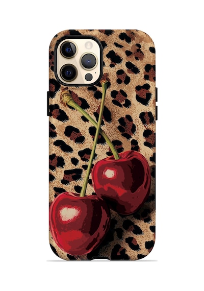 Velvoria Valestra Leopar Kiraz Apple iPhone Uyumlu 12 Pro Max Darbe Korumalı Kılıf Valestra Select - Leopar Kiraz