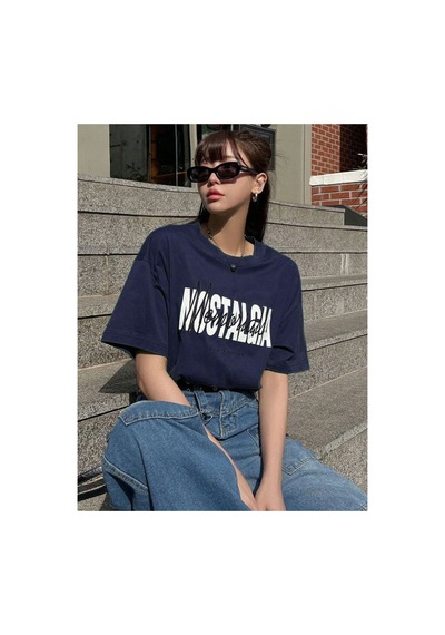 Medinenur Nostalgia Baskılı Unisex Tshirt Lacivert