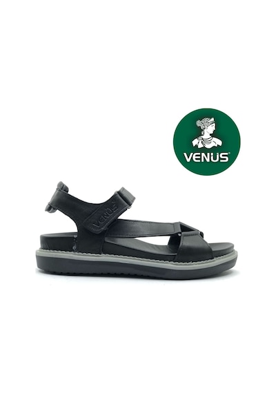 Venüs Sisu Hakiki Deri Comfort Ortopedik Kadın Sandalet Siyah